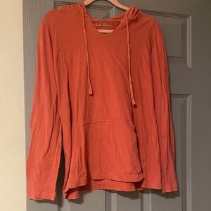 Coral Hooded Long Sleeve Top North River Outfitters Size XL Boho Hoodie
